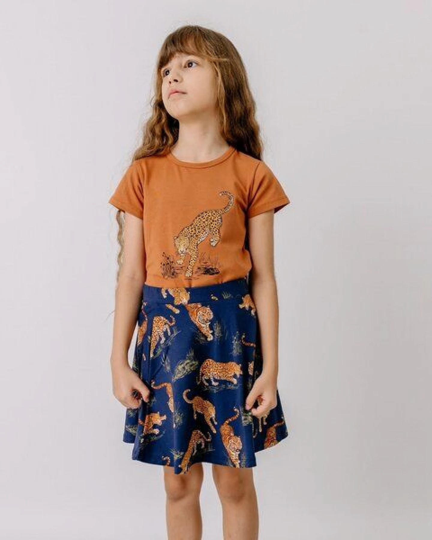 Rock Dunkelblau Tiger & Leopard Allover Bio-Baumwolle GOTS – Walkiddy – Ansicht 3