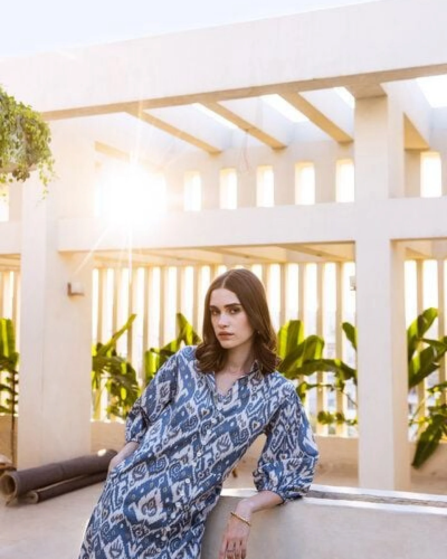 Haus of Namaste Kleid aus Bio-Baumwolle – handbedruckt im Ikat-Stil mit Taschen – Ansicht 4