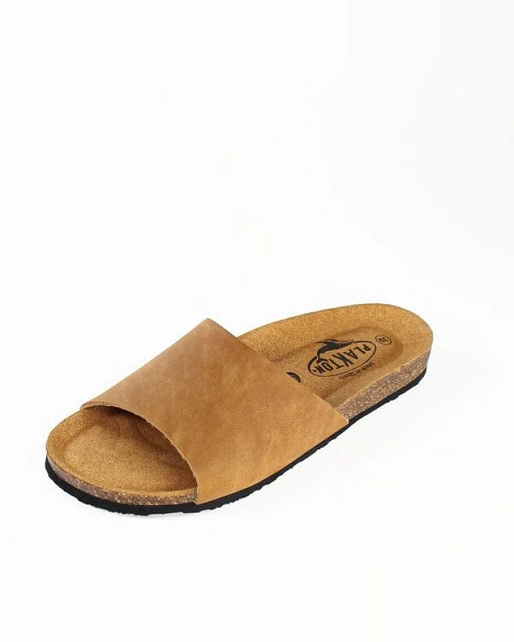 Plakton Vegane offene Damen Sandale BALA mit Korksohle (camel-tapir)