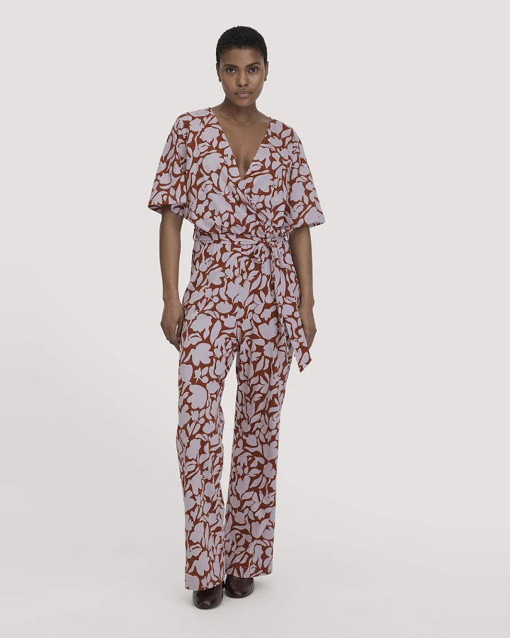 hessnatur Damen Print Jersey Overall Relaxed aus Bio-Baumwolle - lila - Größe 34