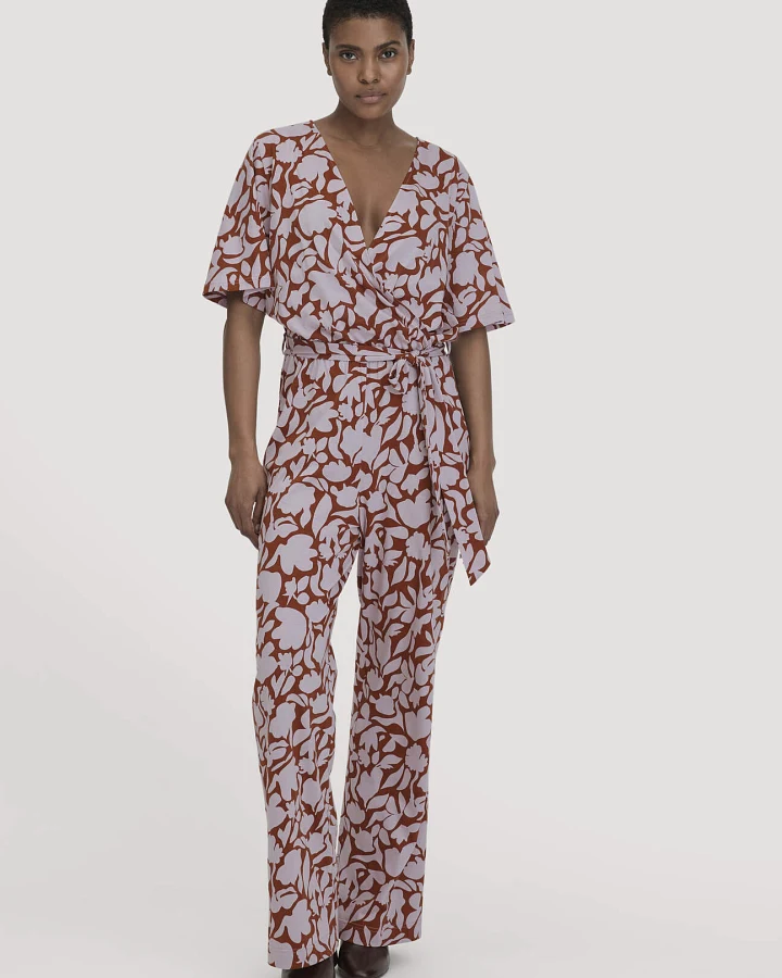 hessnatur Damen Print Jersey Overall Relaxed aus Bio-Baumwolle - lila - Größe 34