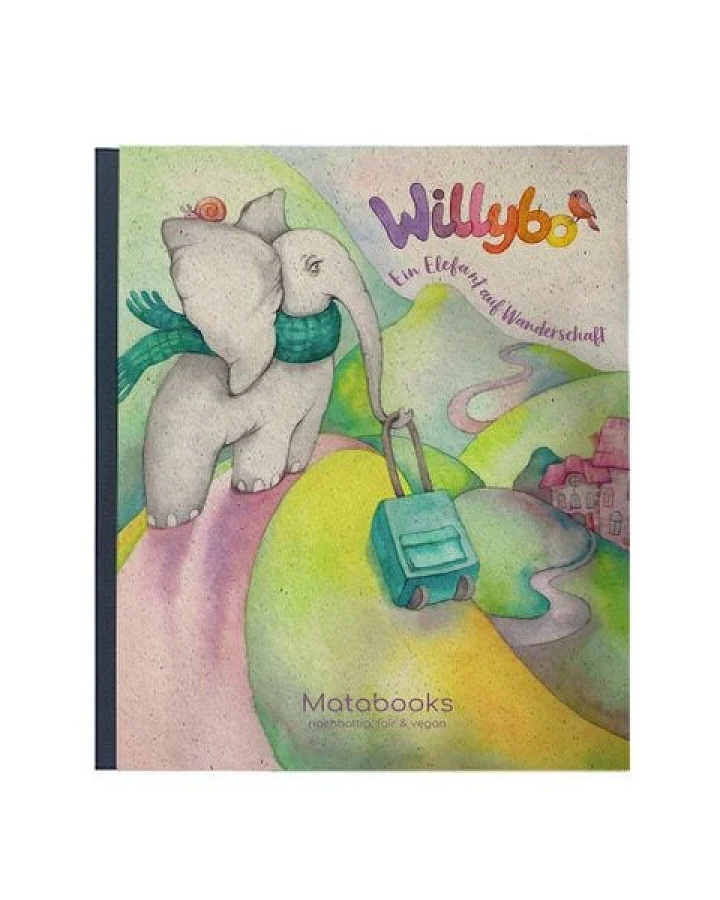 matabooks® Willybo - Ein Elefant auf Wanderschaft (Kinderbuch aus Graspapier)