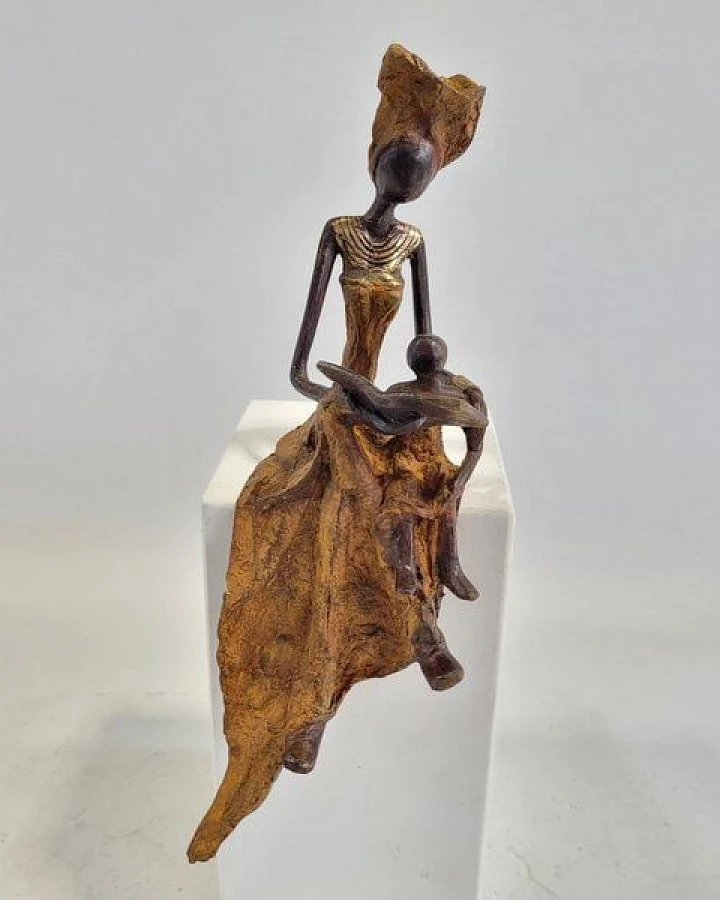 Moogoo Creative Africa Bronze-Skulptur "Lesende Frau" by Hamed Nikiema 28 cm