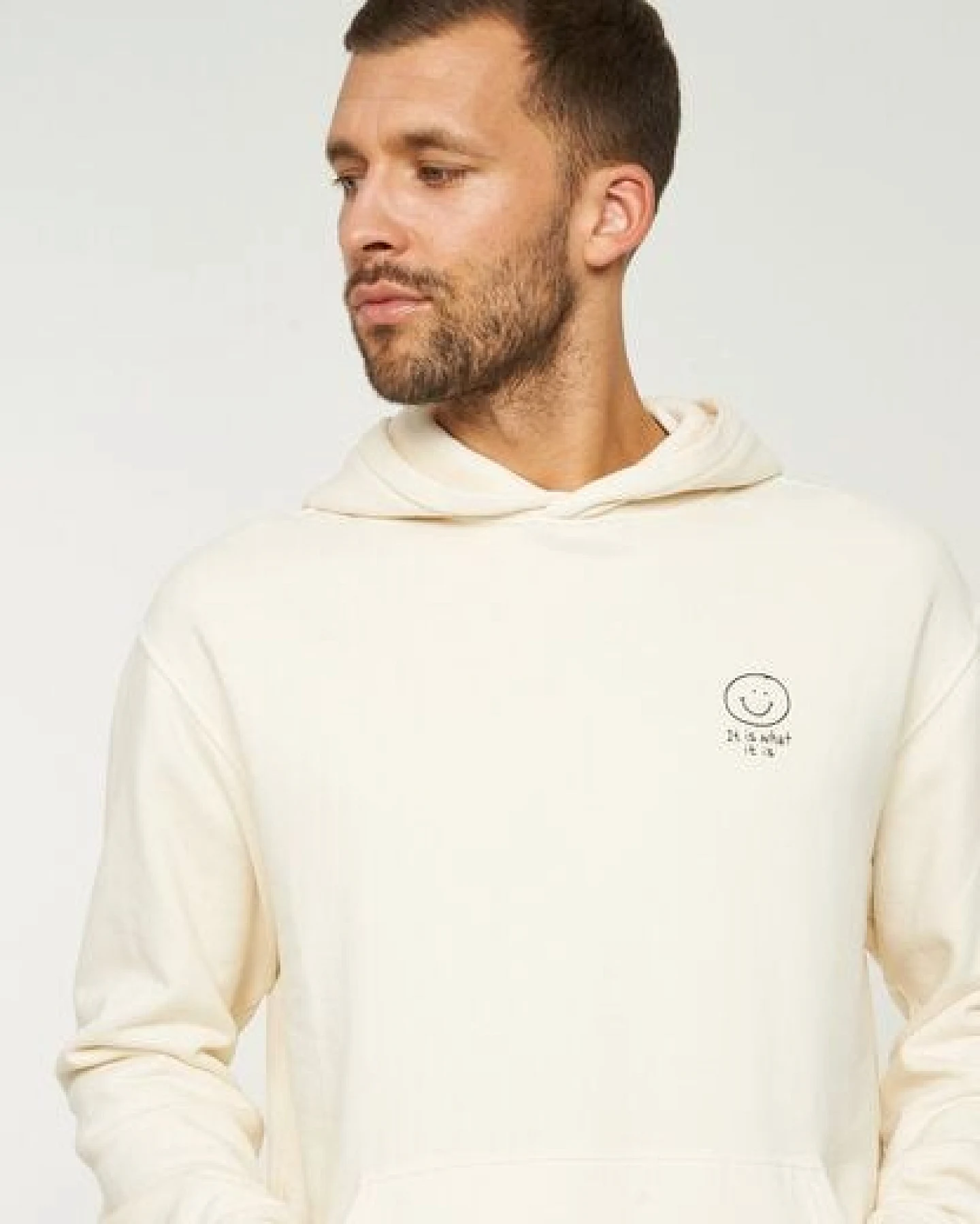 Herren Hoodie aus Bio-Baumwolle (recycled) Mix - OLIVE SMILEY - recolution – Ansicht 4