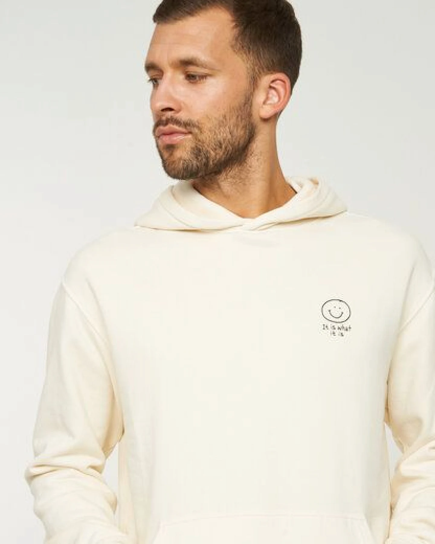 Herren Hoodie aus Bio-Baumwolle (recycled) Mix - OLIVE SMILEY - recolution – Ansicht 4