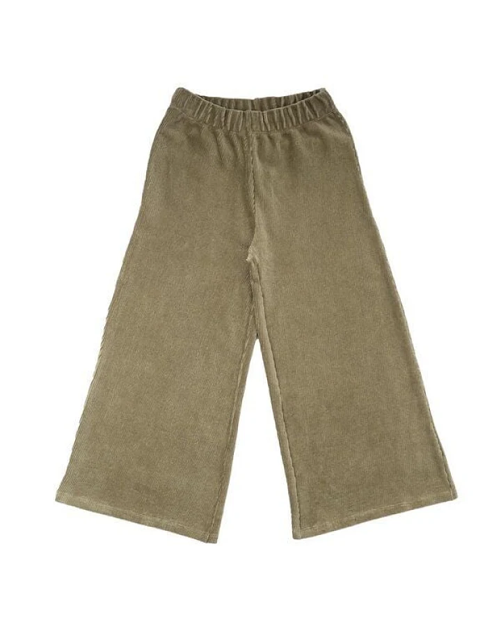 Kinder Hose weit GOTS zertifiziert, olivgrün, Bio-Baumwolle, Unisex, Kordelbund, weich – Walkiddy
