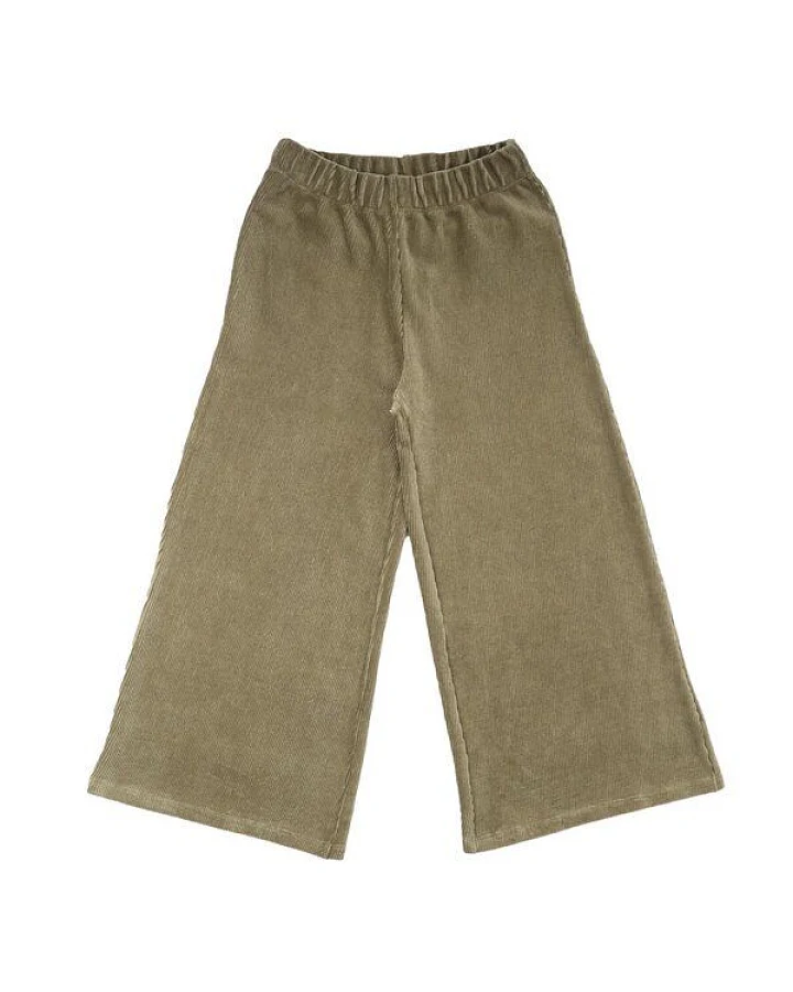 Kinder Hose weit GOTS zertifiziert, olivgrün, Bio-Baumwolle, Unisex, Kordelbund, weich – Walkiddy