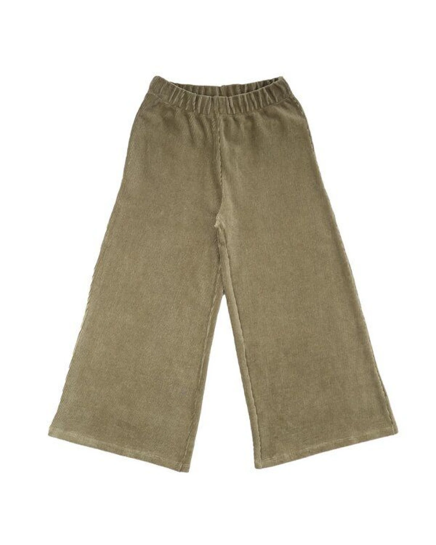 Kinder Hose weit GOTS zertifiziert, olivgrün, Bio-Baumwolle, Unisex, Kordelbund, weich – Walkiddy – Ansicht 2