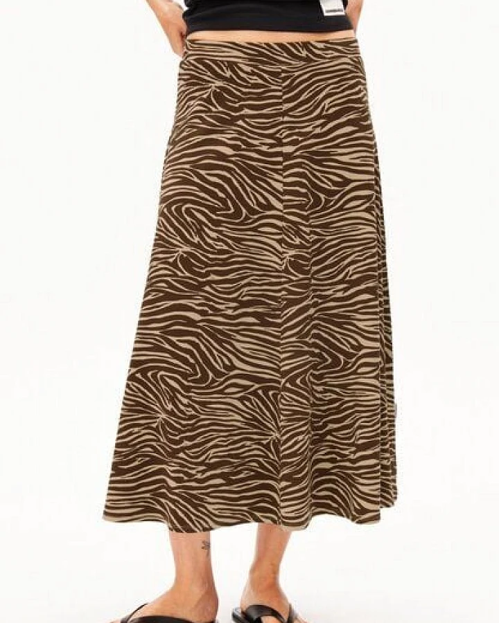 Produktseite: ARMEDANGELS ILENIAA LARAA ZEBRA Damen Jerseyrock aus Bio-Baumwoll Mix