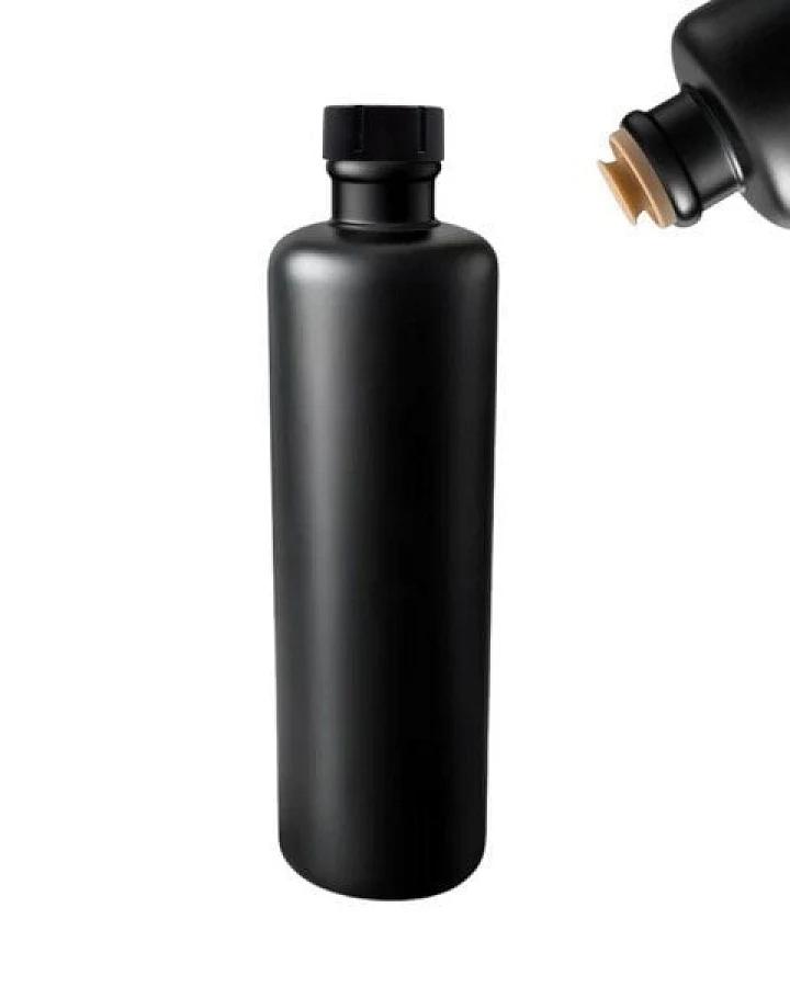 mikken Ölflasche 500 ml aus Keramik – matt schwarz mit Ausgießer & Kappe