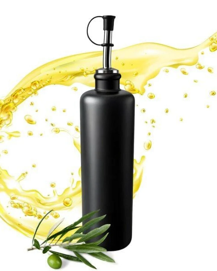 mikken Keramik-Ölflasche 500 ml – matt schwarz mit Edelstahl-Ausgießer