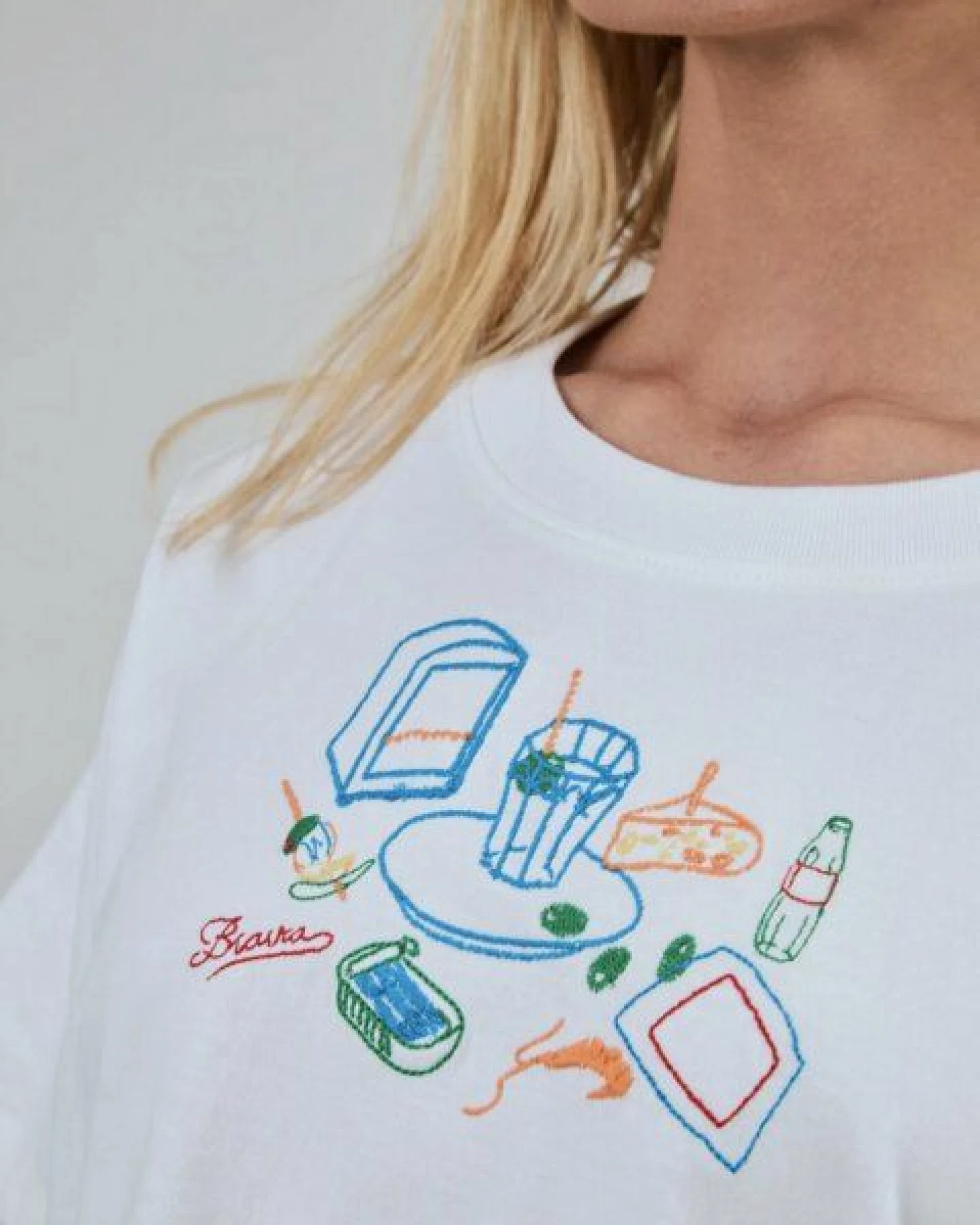 Brava Fabrics Chiringuito Embroidery Oversize T-Shirt Weiß – Ansicht 3