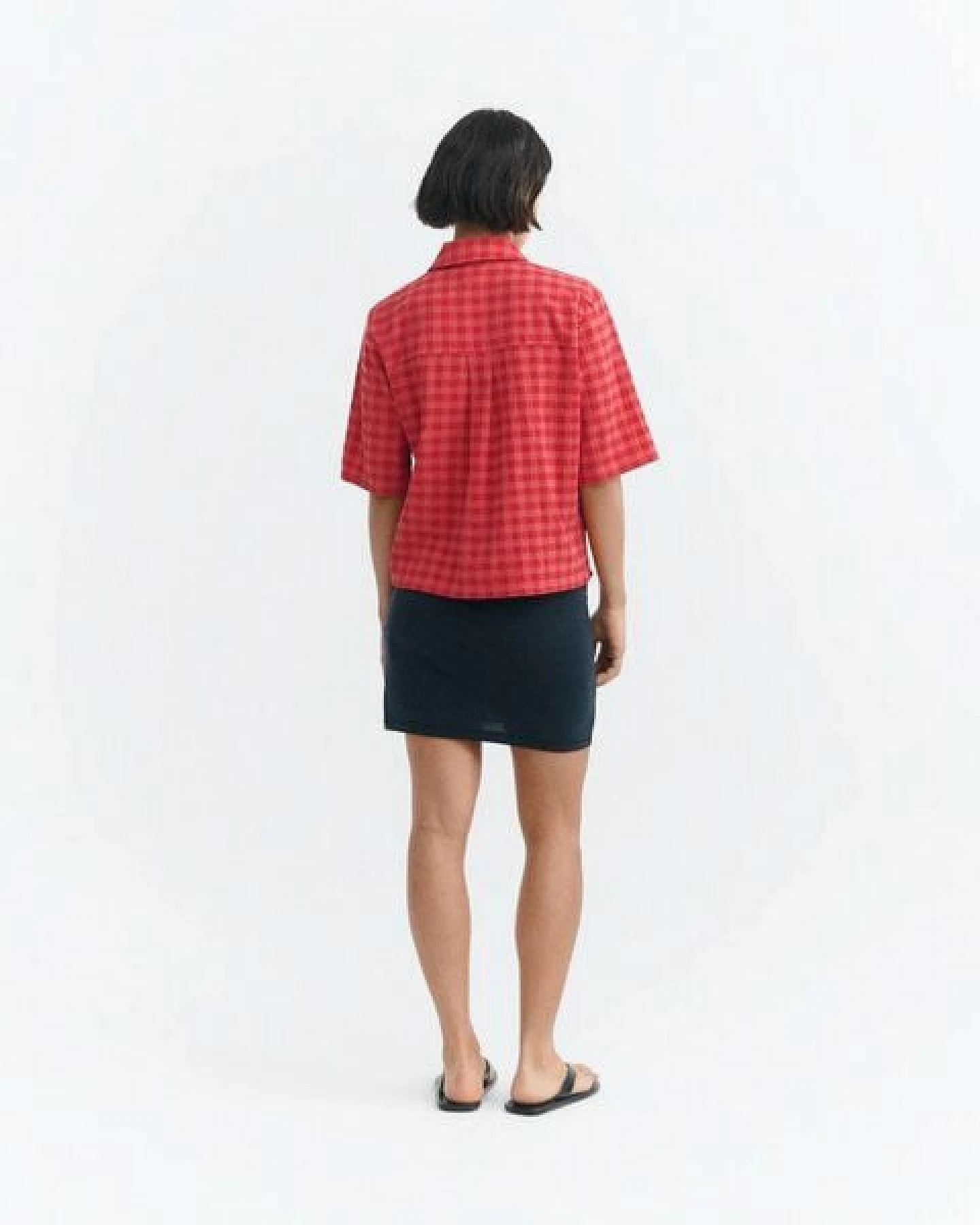 thinking mu Red Checks Seersucker Ane Blouse – Ansicht 4