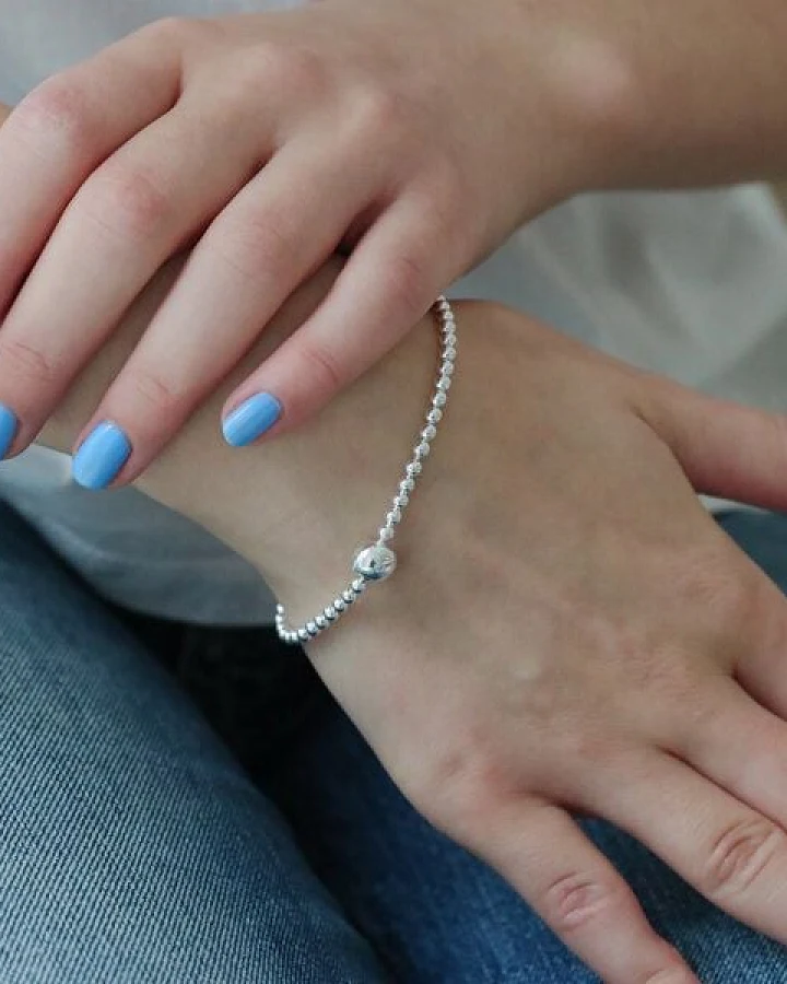 BELLYBIRD Jewellery Armband - elastisches Kugelarmband aus Silber/ Silber vergoldet