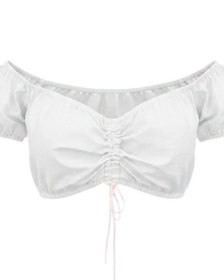 körber mode Bio Bluse Dirndlbluse weiß verstellbare Raffung Puffärmel Biobaumwolle und hübsche Einsätze