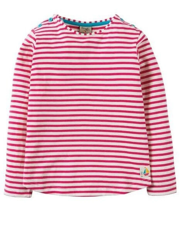 Frugi Maritimes Langarm-Shirt im pink-weissen Ringellook Louise Stripe Top