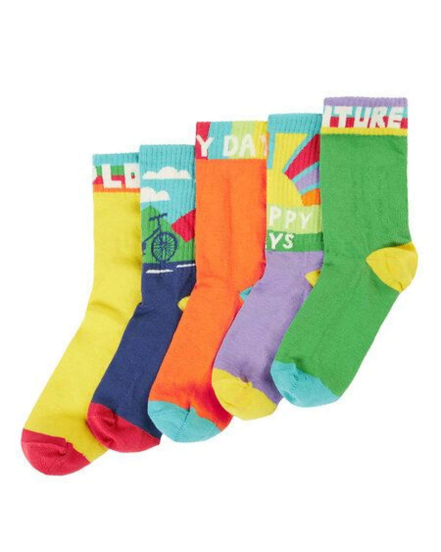 Frugi Socken Fünferpack - Happy Days – Ansicht 2
