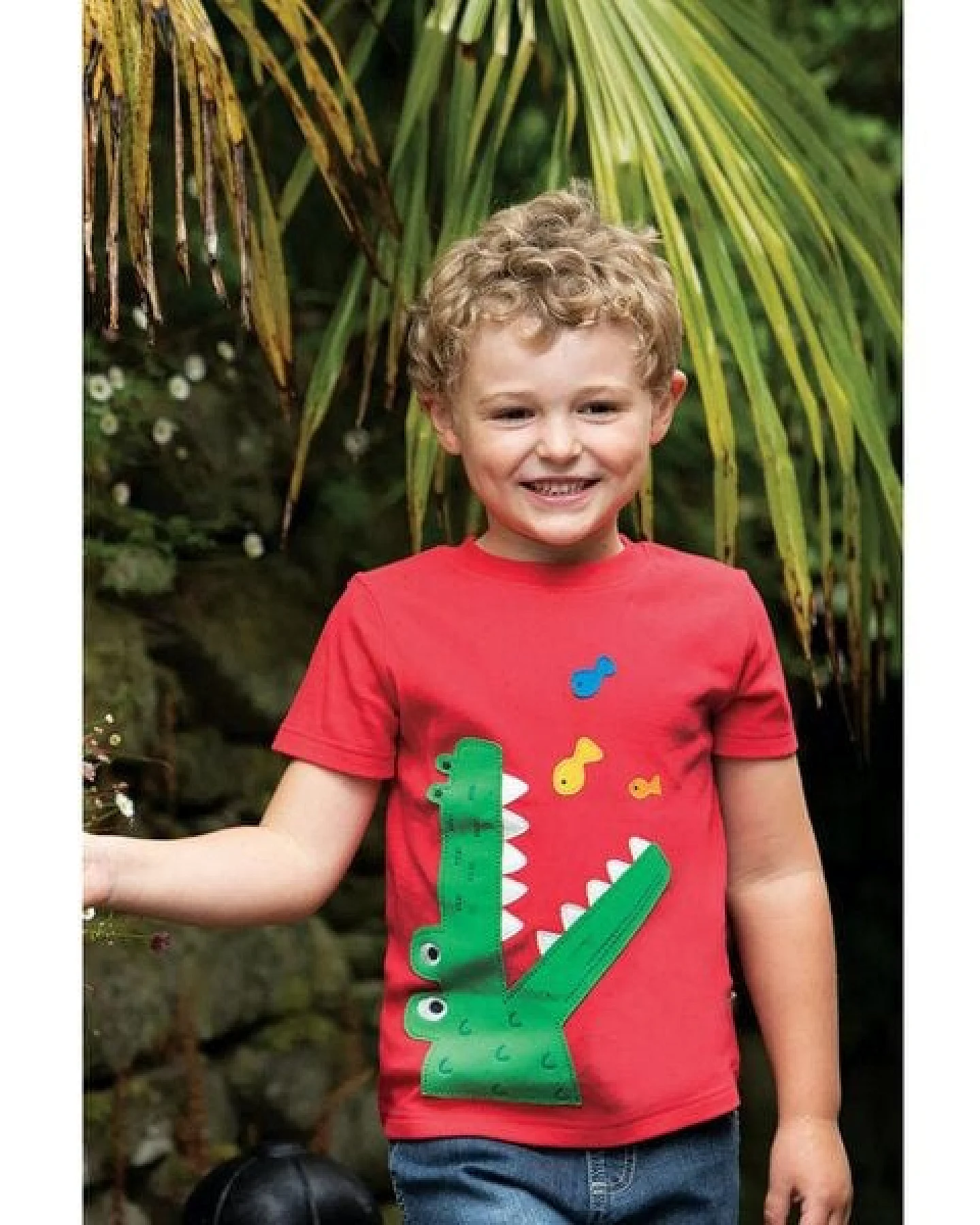 Frugi T-Shirt Krokodil rot Carsen Applique T-Shirt – Ansicht 2