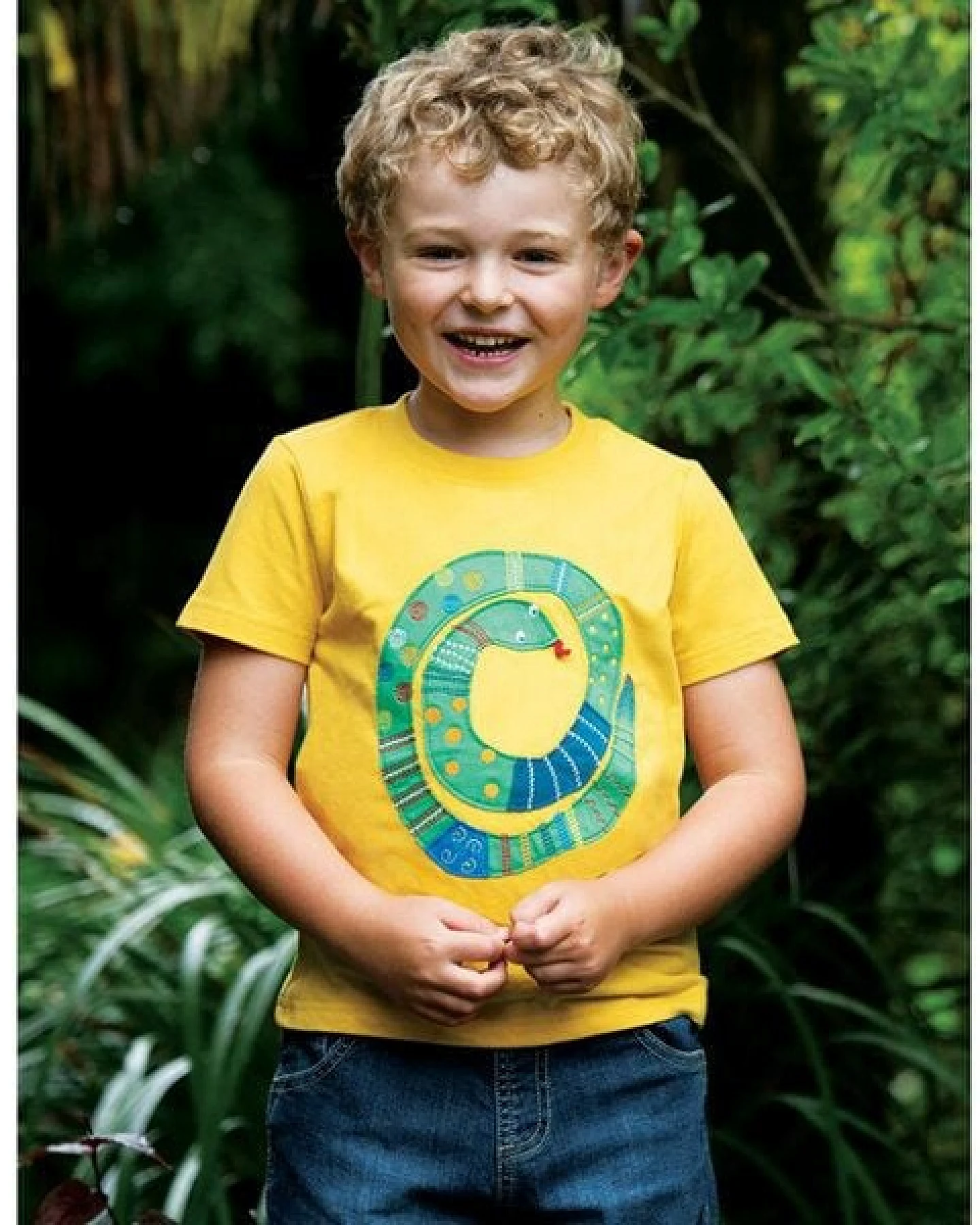Frugi T-Shirt Schlange gelb Avery Applique Top – Ansicht 2