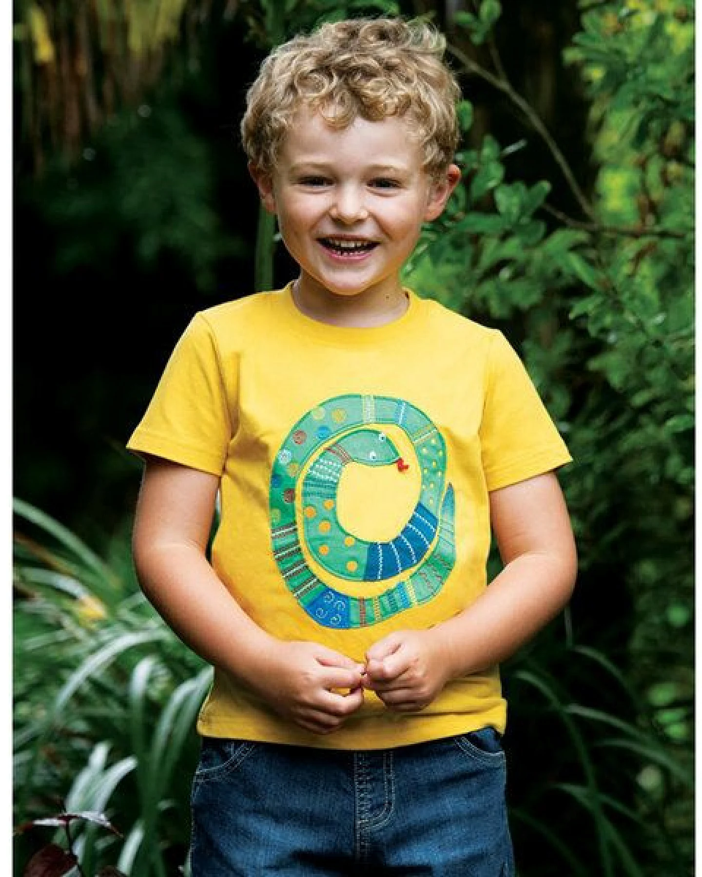 Frugi T-Shirt Schlange gelb Avery Applique Top – Ansicht 2