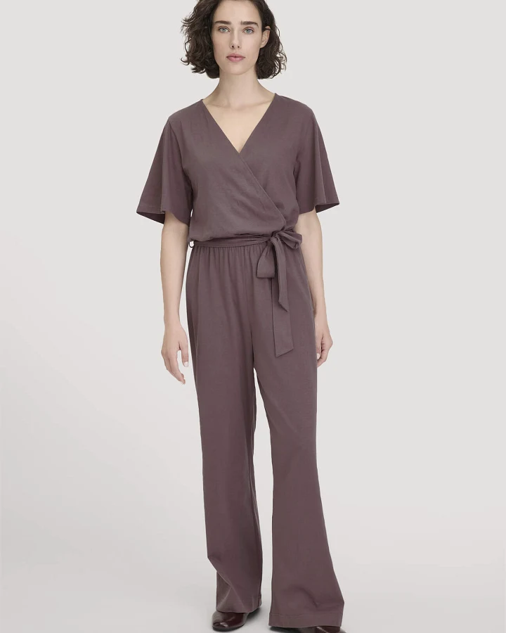 hessnatur Damen Jersey Overall Relaxed aus Bio-Baumwolle - lila - Größe 34