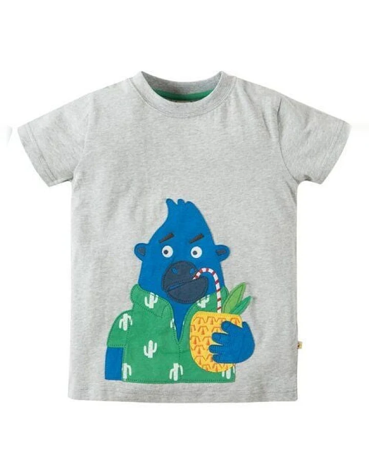Frugi T-Shirt Stanley mit Gorilla-Applikation in grau