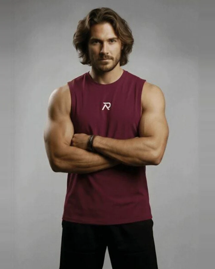 Re-Athlete ICON Bambus Herren Muscle Shirt - bordeaux