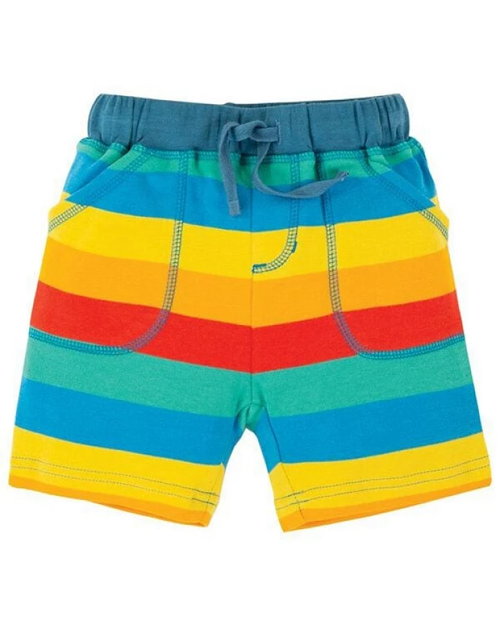 Frugi Shorts Rainbow Little Stripy Shorts Multi Rainbow Stripe