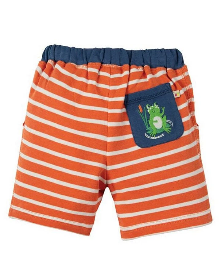 Frugi Shorts Frosch Little Stripy Shorts Warm Orange Breton