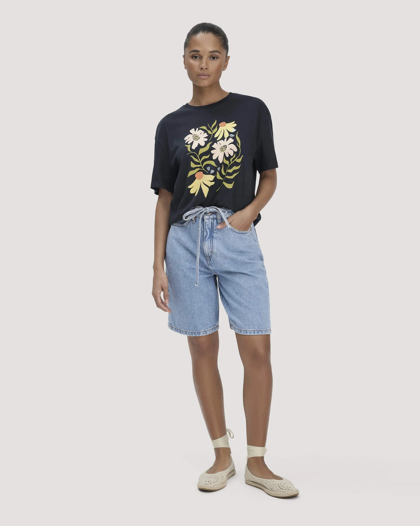 hessnatur Damen Print T-Shirt Oversize aus Bio-Baumwolle - blau - Größe S – Ansicht 2