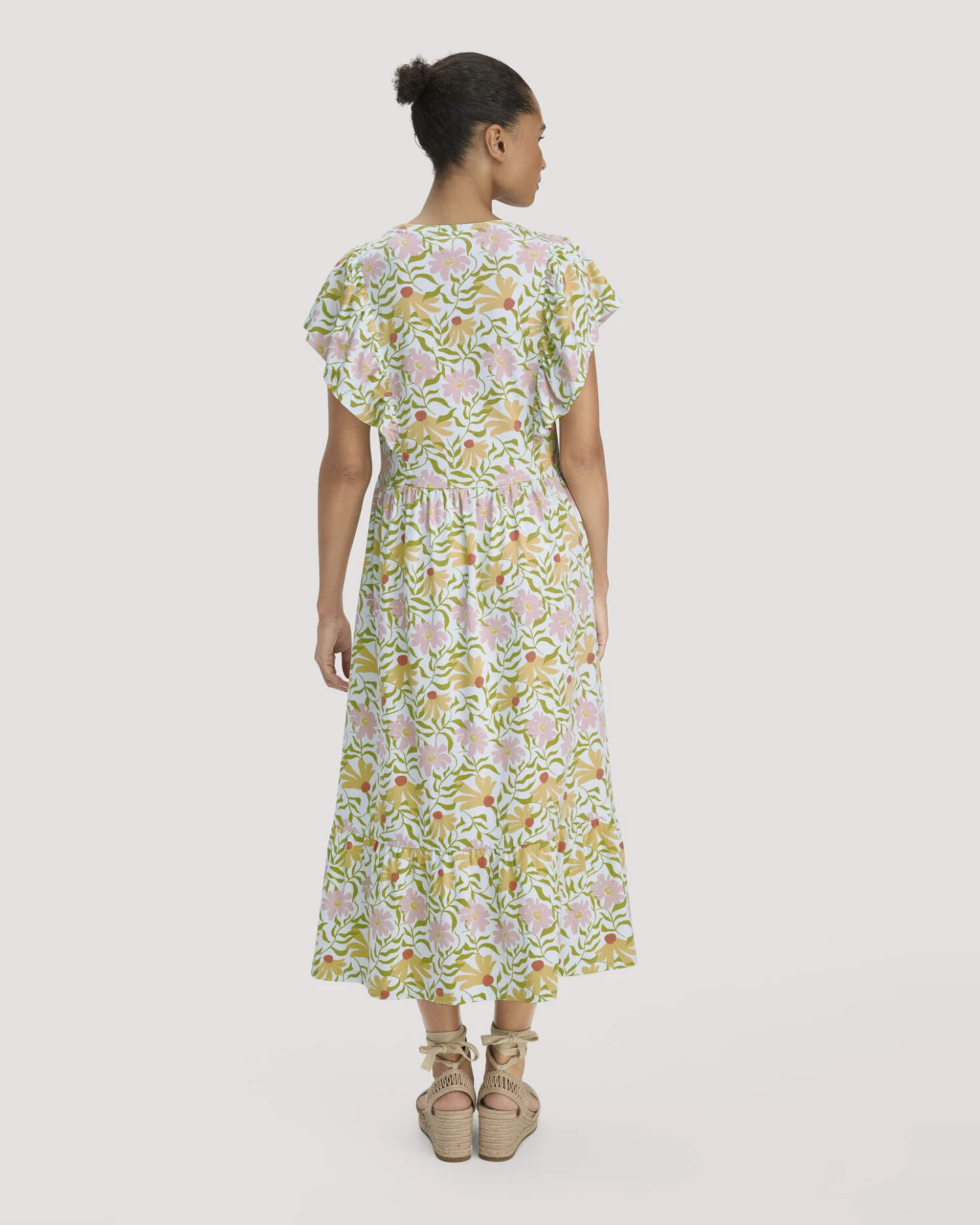 hessnatur Damen Print Jersey Kleid Midi Relaxed aus Bio-Baumwolle - blau - Größe 42 – Ansicht 2