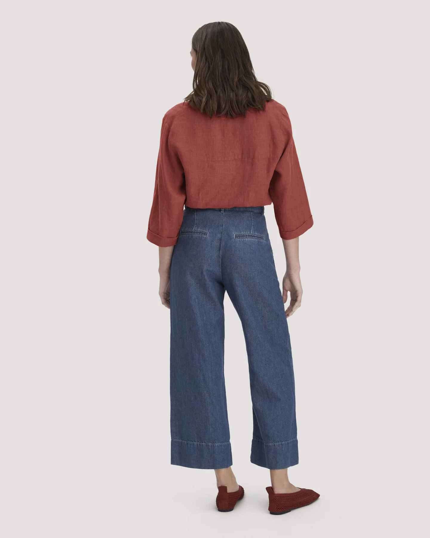 hessnatur Damen Jeans ENNELIE Culotte Wide Leg aus Bio-Baumwolle mit TENCEL™ Lyocell und Leinen - blau - Größe 27/29 – Ansicht 2