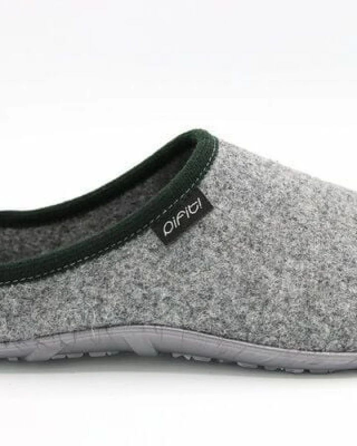 Pantoffel homey mit Barfußgefühl pifit! aus hochwertigem Wollfilz, grau-grün, 32100-4