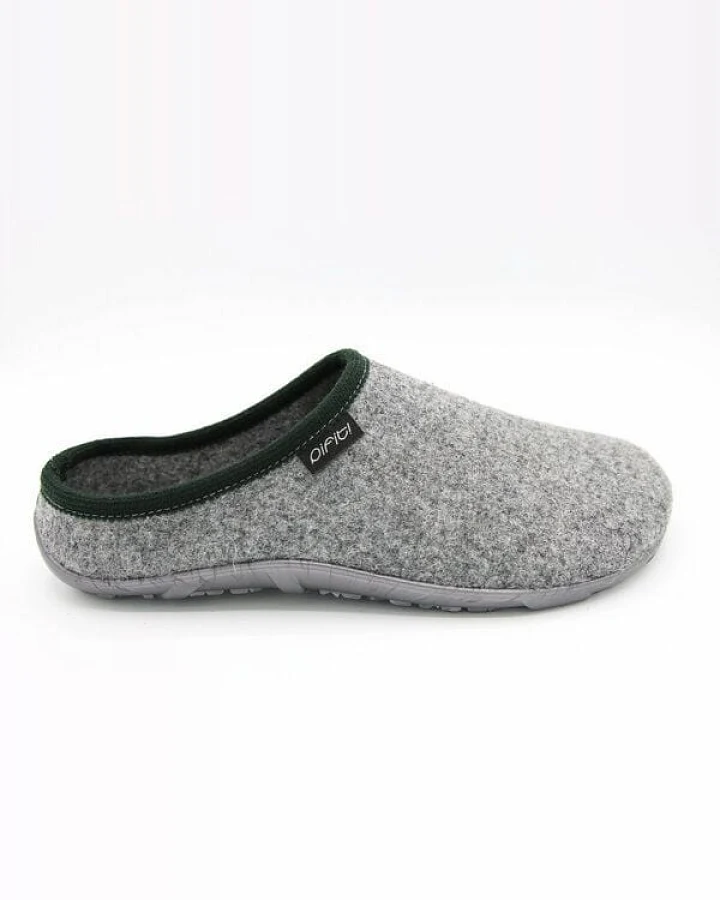 Pantoffel homey mit Barfußgefühl pifit! aus hochwertigem Wollfilz, grau-grün, 32100-4