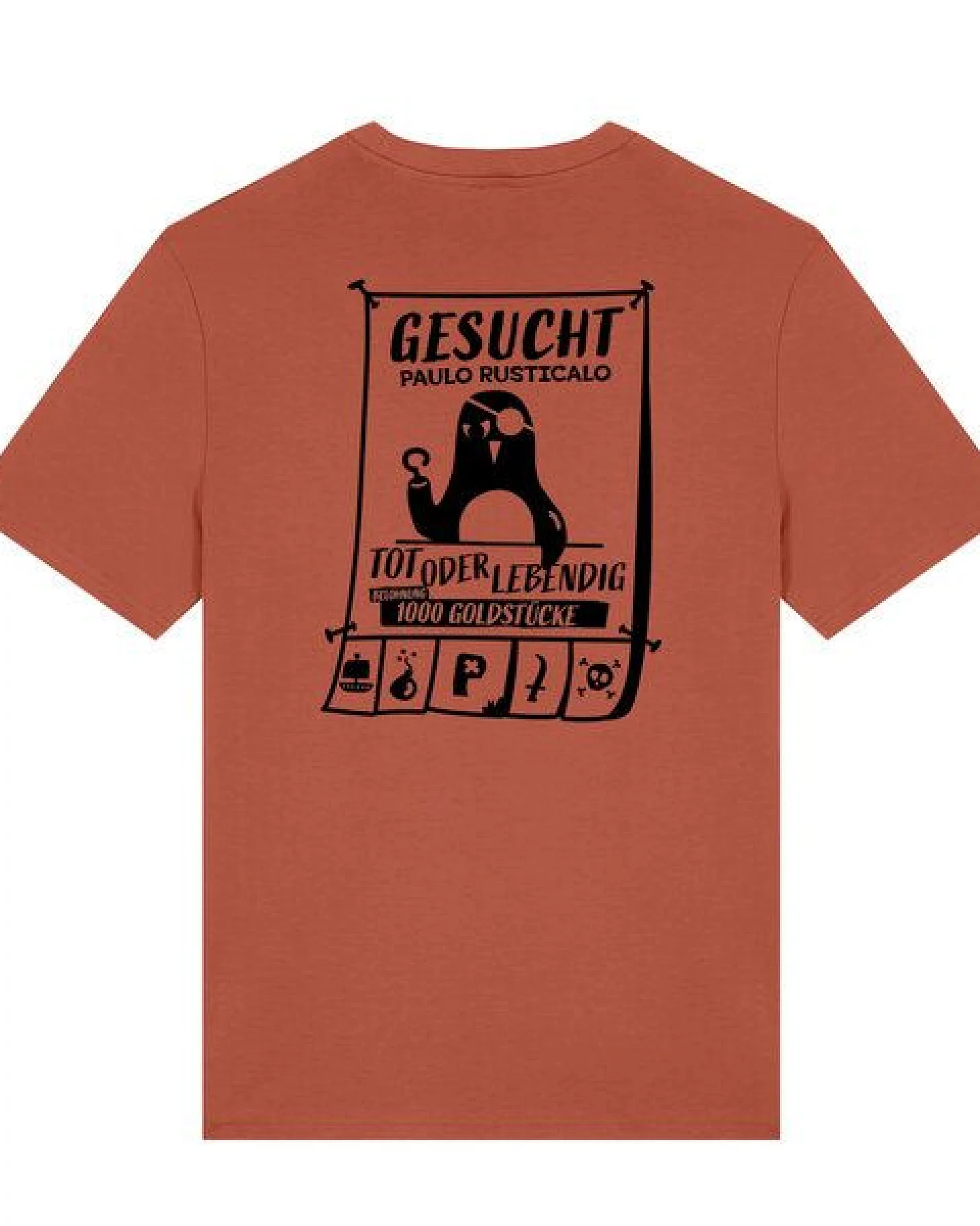 päfjes Wanted Gesucht / Pinguin Pirat Paulo Rusticalo - Fair Wear Unisex Männer Bio T-Shirt – Ansicht 2
