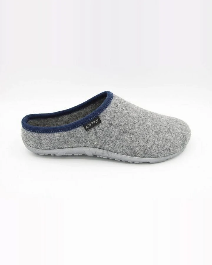 Pantoffel homey mit Barfußgefühl pifit! aus hochwertigem Wollfilz, grau-blau, 32100-6