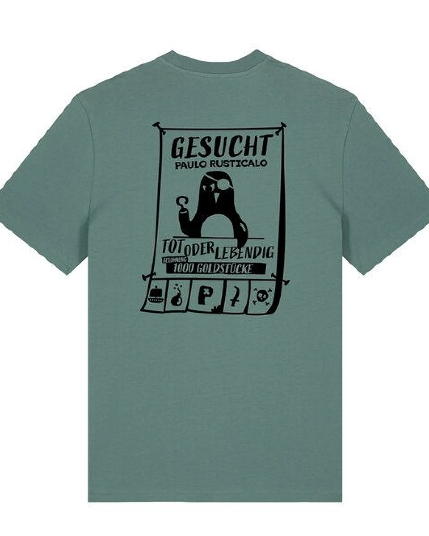 päfjes Wanted Gesucht / Pinguin Pirat Paulo Rusticalo - Fair Wear Unisex Männer Bio T-Shirt – Ansicht 2