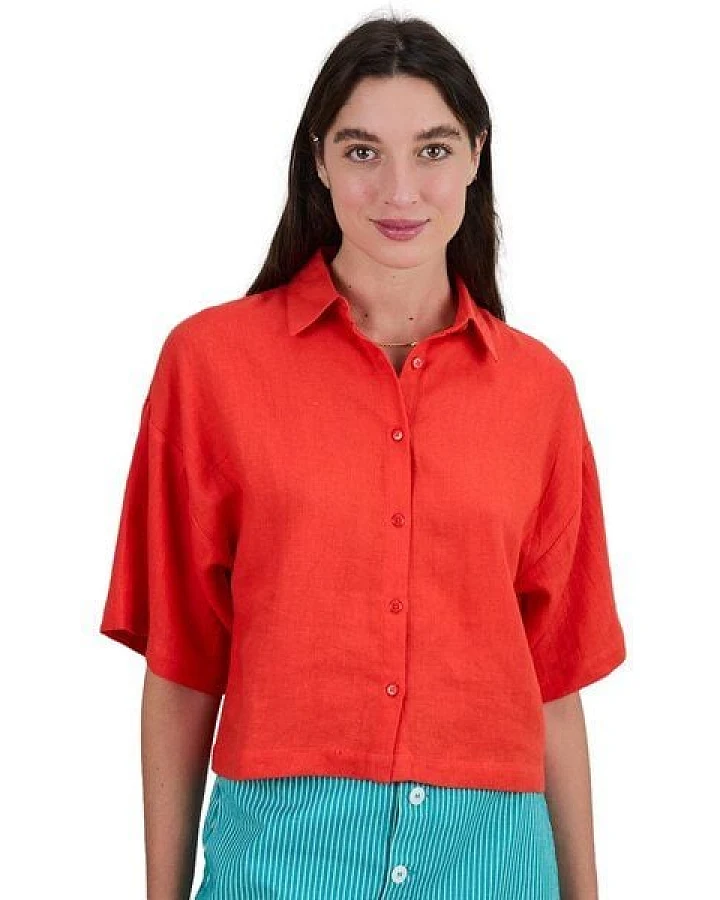Brava Fabrics Kurzarm-Bluse Boxy Squared
