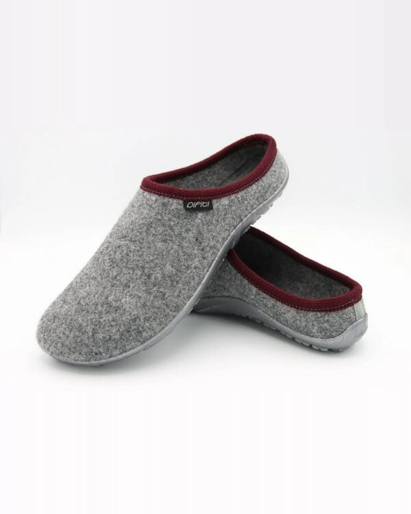 Pantoffel homey mit Barfußgefühl pifit! aus hochwertigem Wollfilz, grau-rot, 32100-5 – Ansicht 2