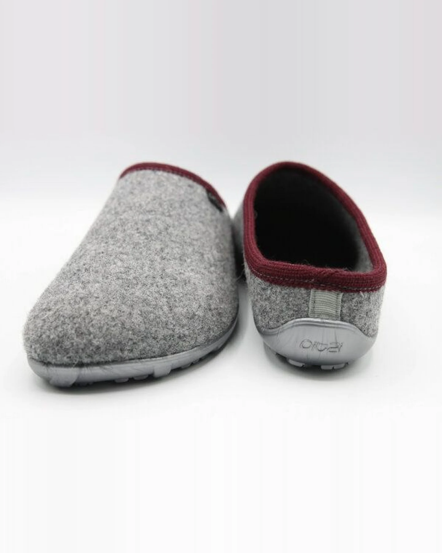 Pantoffel homey mit Barfußgefühl pifit! aus hochwertigem Wollfilz, grau-rot, 32100-5 – Ansicht 4