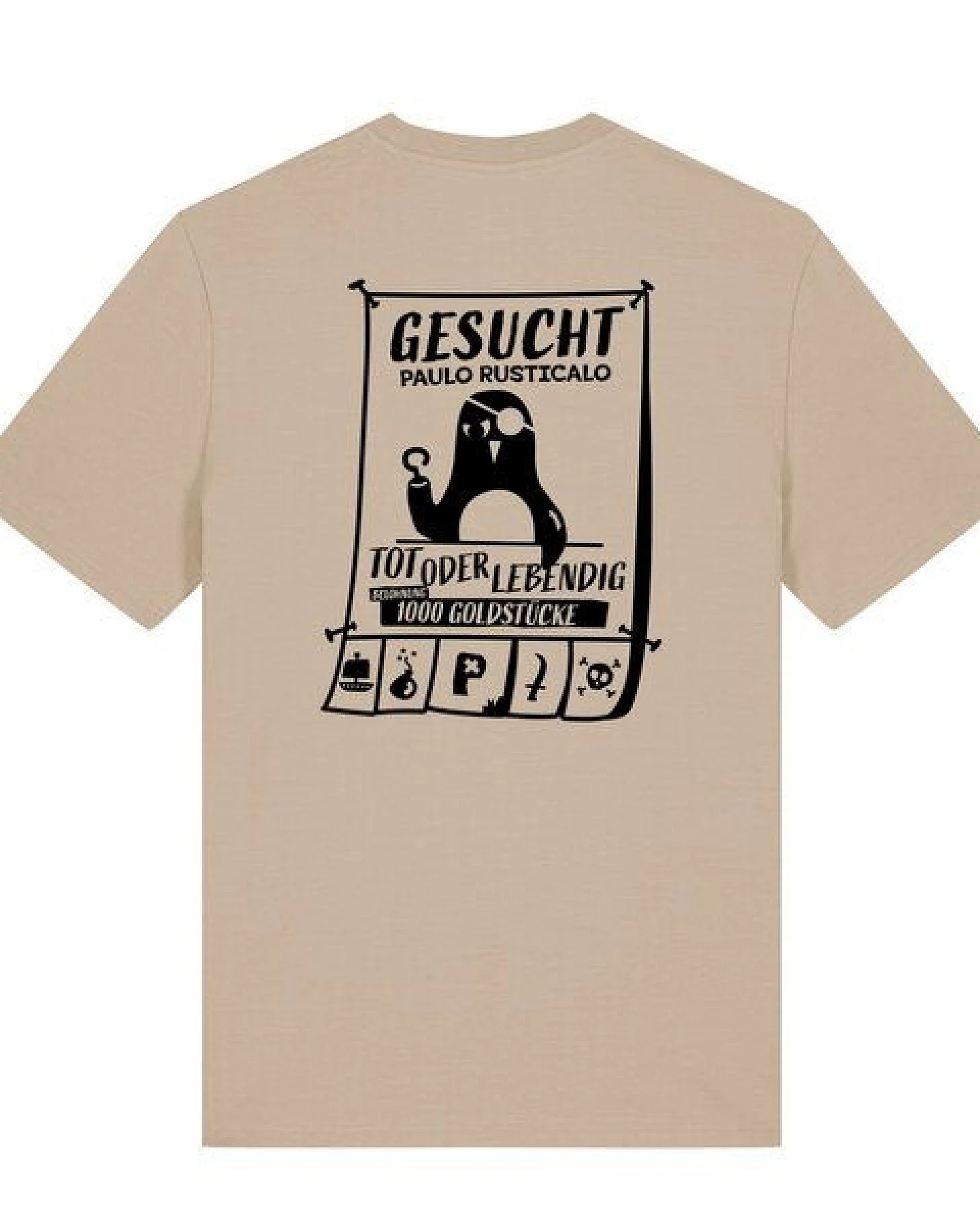 päfjes Wanted Gesucht / Pinguin Pirat Paulo Rusticalo - Fair Wear Unisex Männer Bio T-Shirt – Ansicht 3