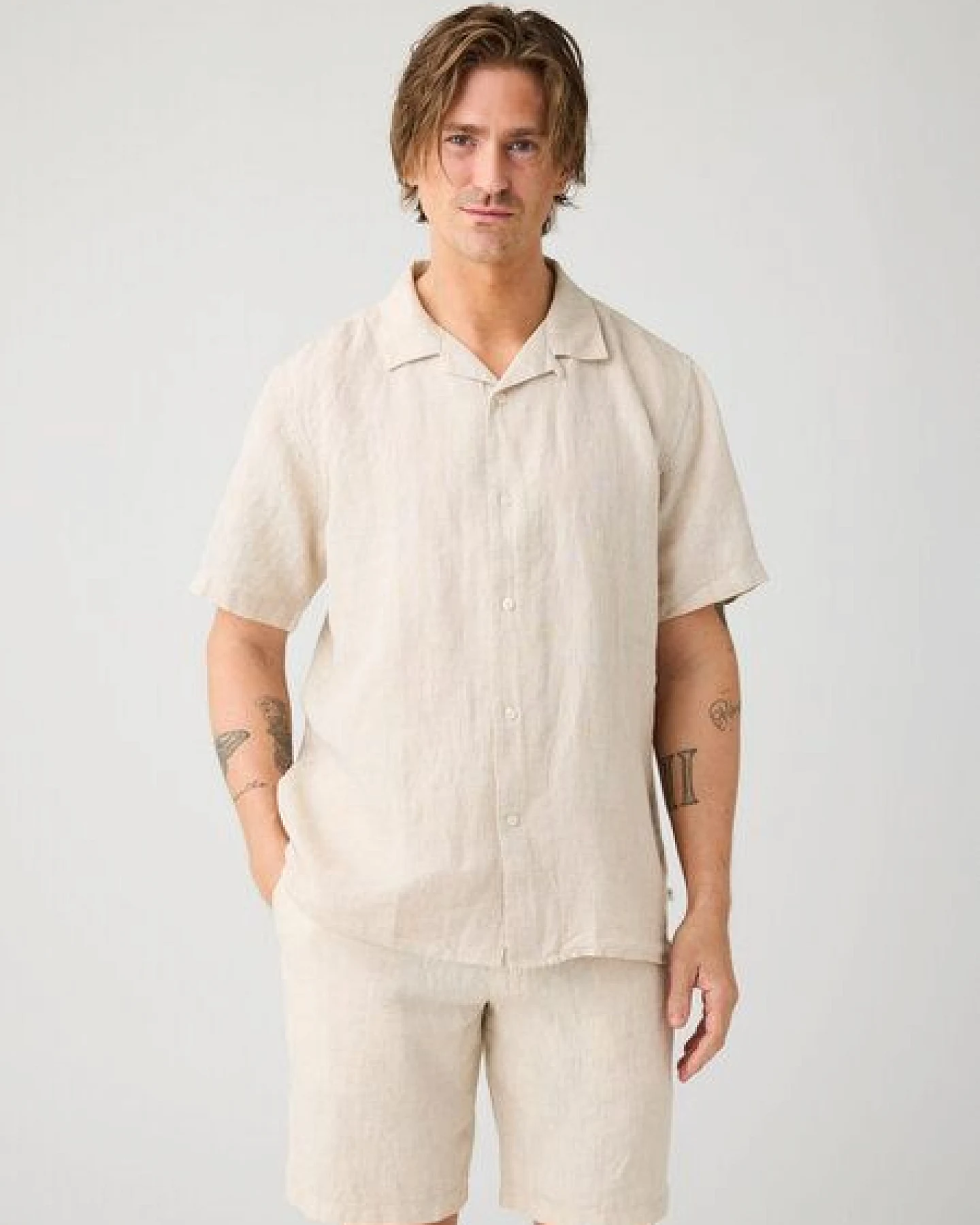 KnowledgeCotton Apparel Leinenshorts - Loose linen shorts - VEGAN - aus Bio-Leinen – Ansicht 3