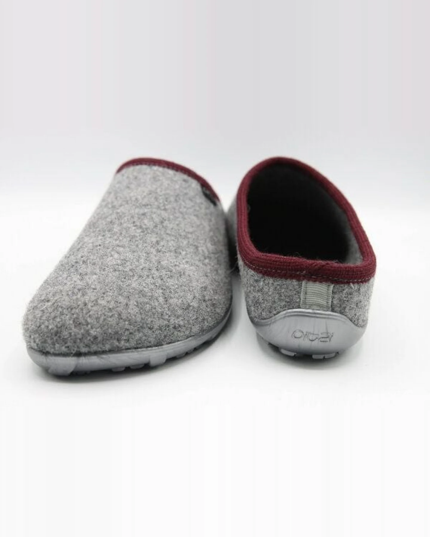 Pantoffel homey mit Barfußgefühl pifit! aus hochwertigem Wollfilz, grau-rot, 32100-5 – Ansicht 4