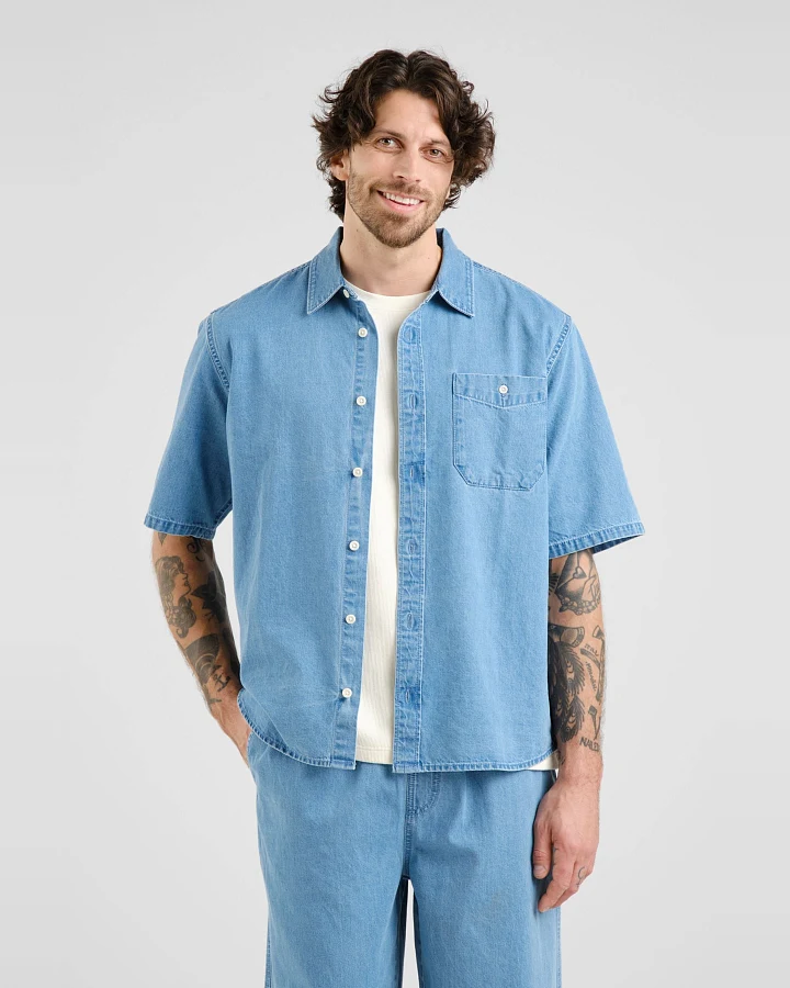 Hemd Skalhamn Denim Blau