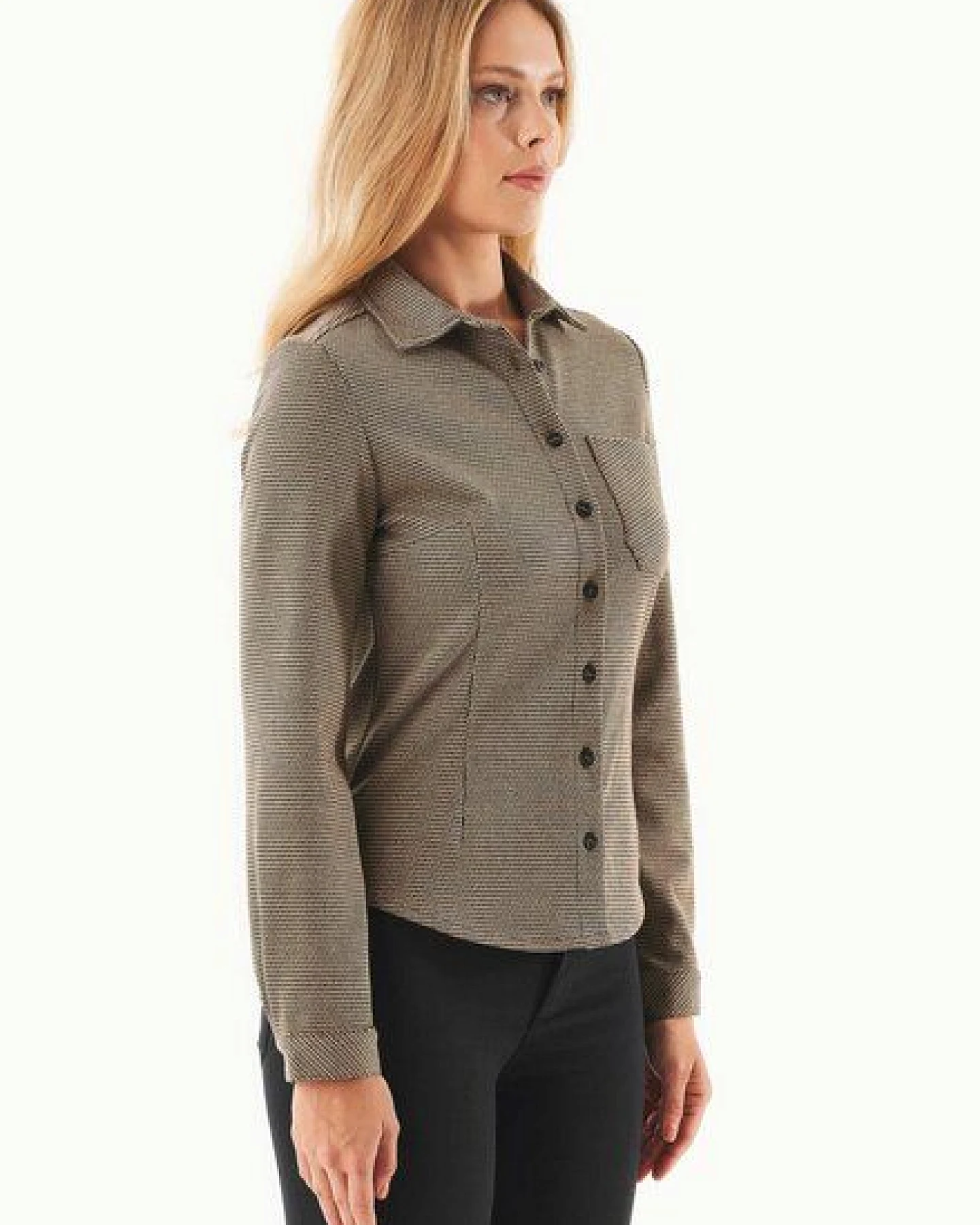 ORGANICATION Hemdbluse aus Bio-Baumwolle-Mix mit Hahnentrittmuster – Ansicht 3