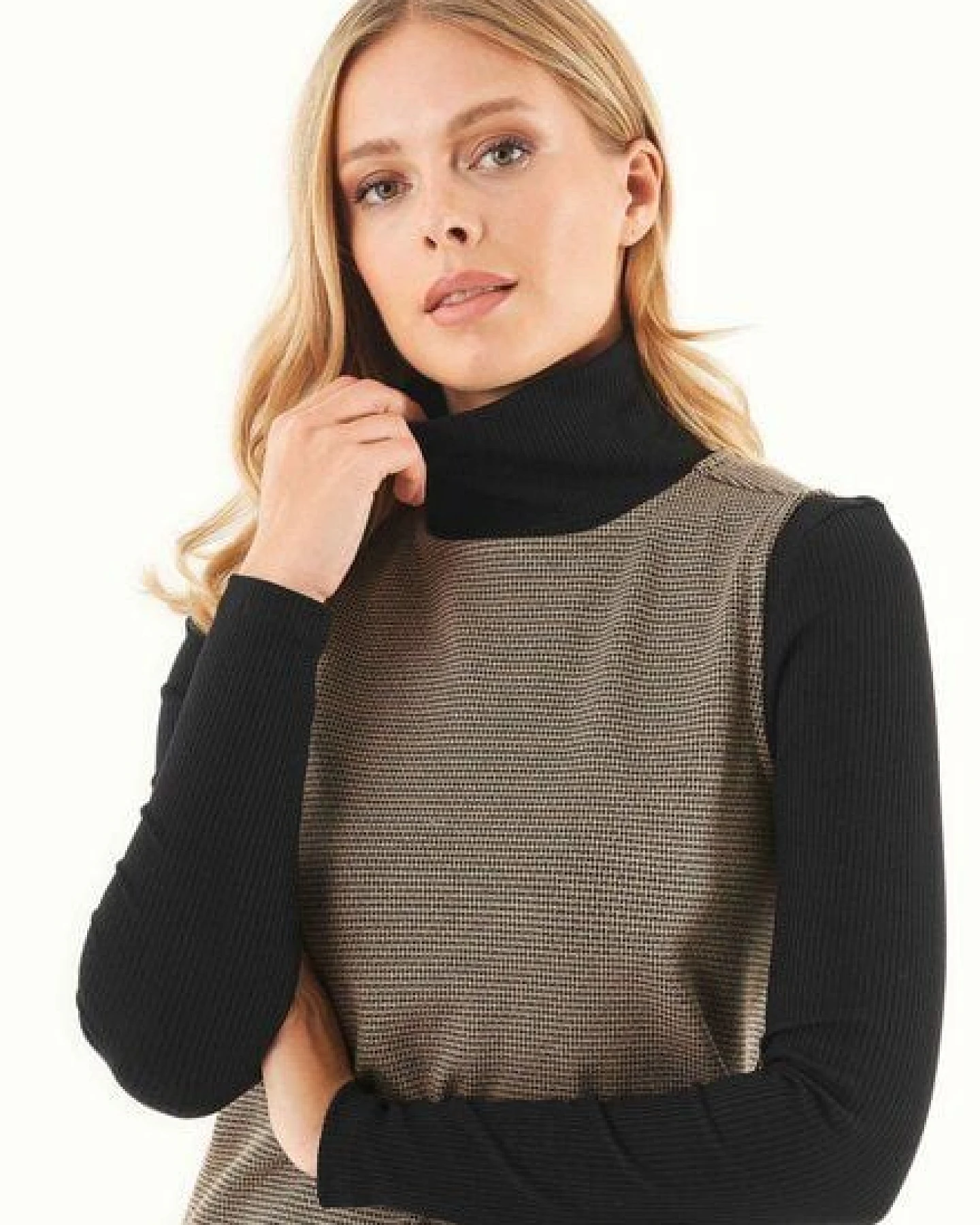 ORGANICATION Kleid aus Bio-Baumwolle-Mix mit Hahnentrittmuster – Ansicht 4