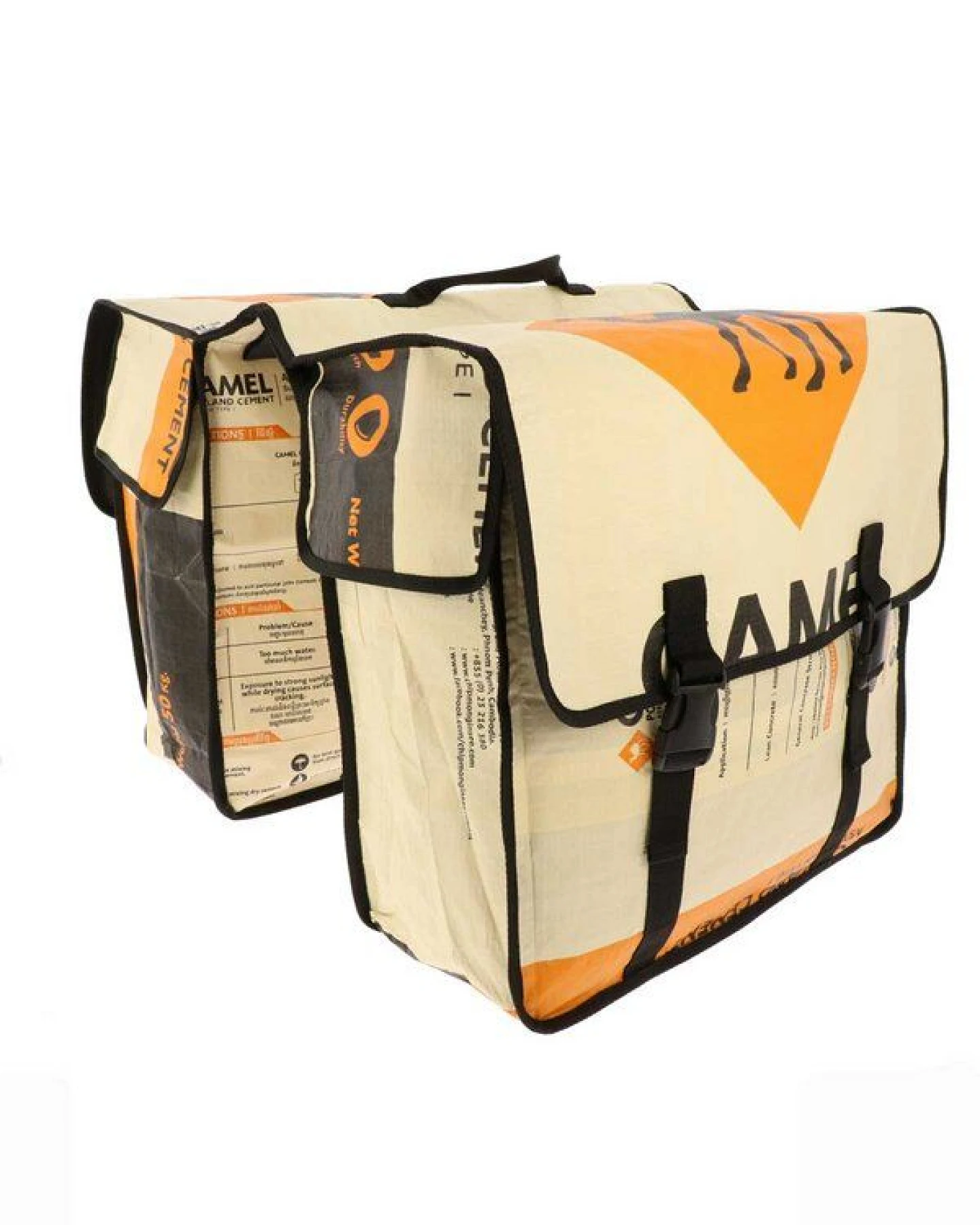 MoreThanHip Doppelte Fahrradtasche aus recycelten Zement- oder Fischfuttersäcken - Mumba – Ansicht 3