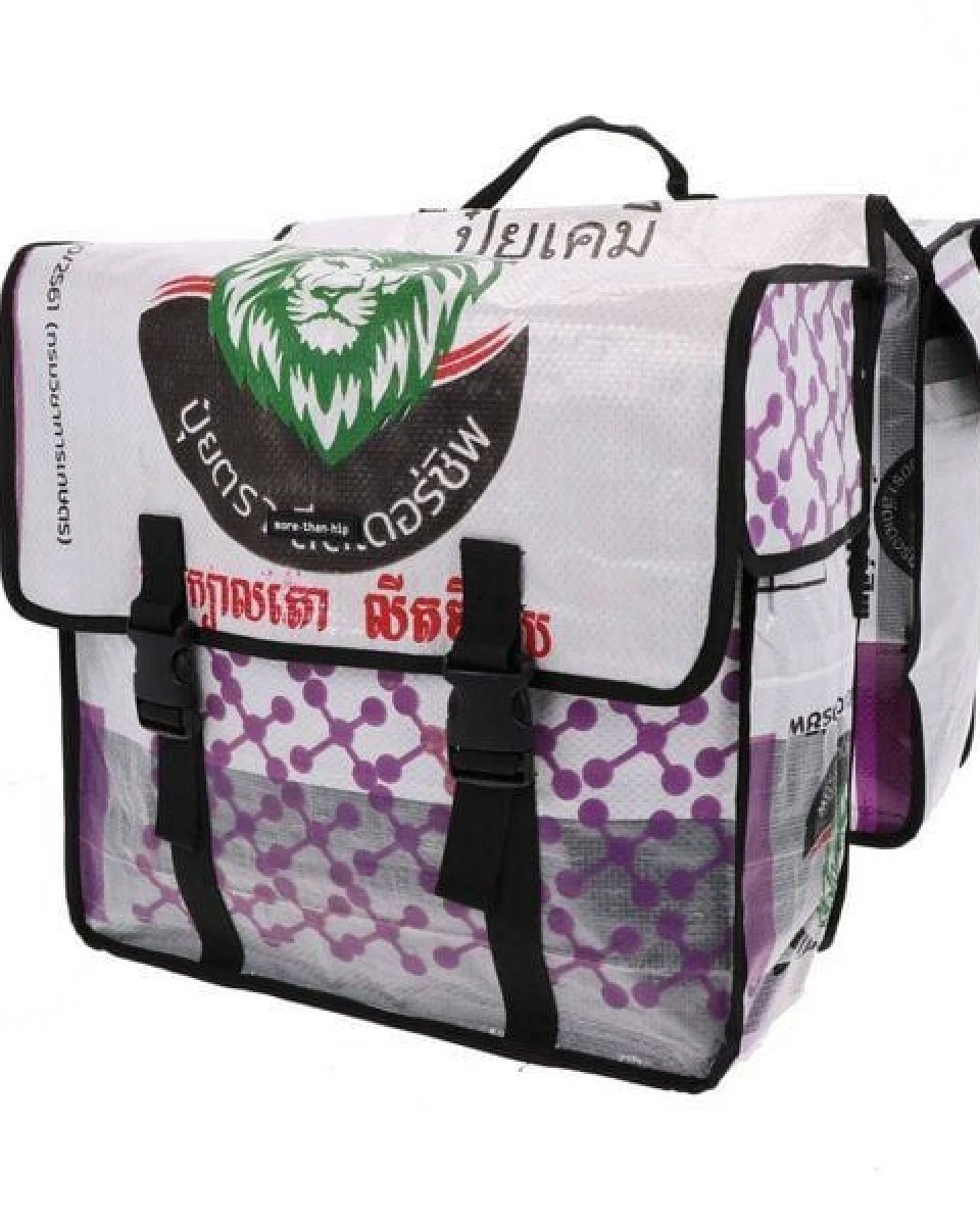 MoreThanHip Doppelte Fahrradtasche aus recycelten Zement- oder Fischfuttersäcken - Mumba – Ansicht 2