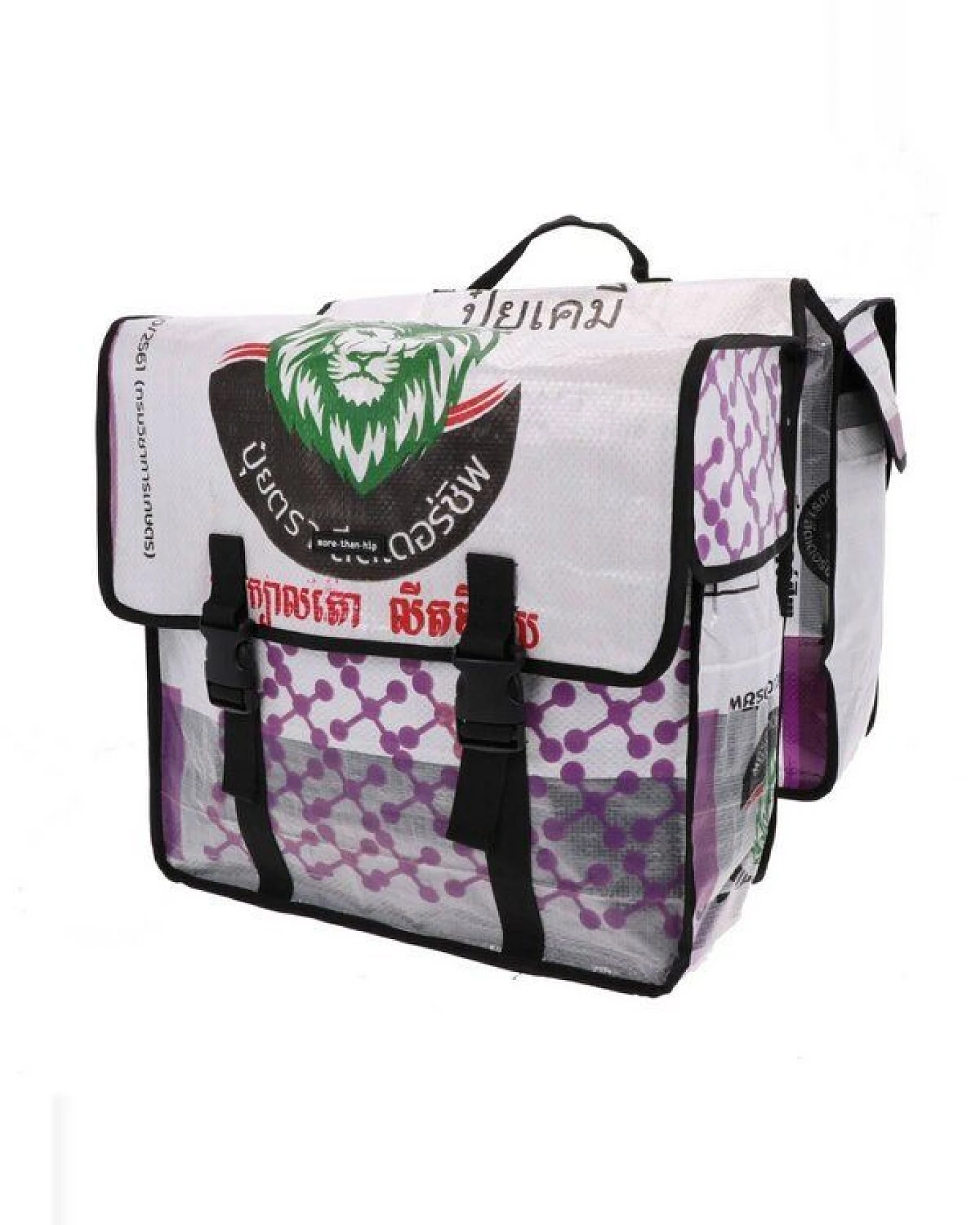 MoreThanHip Doppelte Fahrradtasche aus recycelten Zement- oder Fischfuttersäcken - Mumba – Ansicht 2