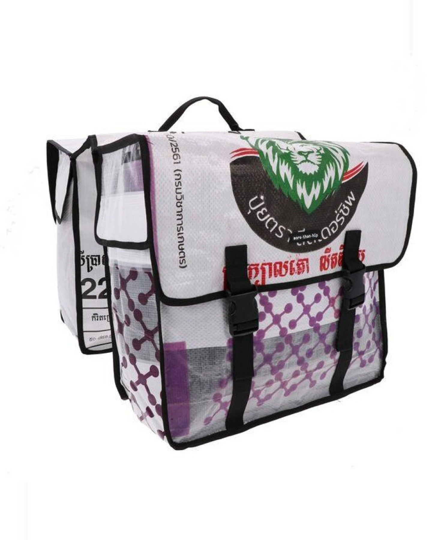 MoreThanHip Doppelte Fahrradtasche aus recycelten Zement- oder Fischfuttersäcken - Mumba – Ansicht 3